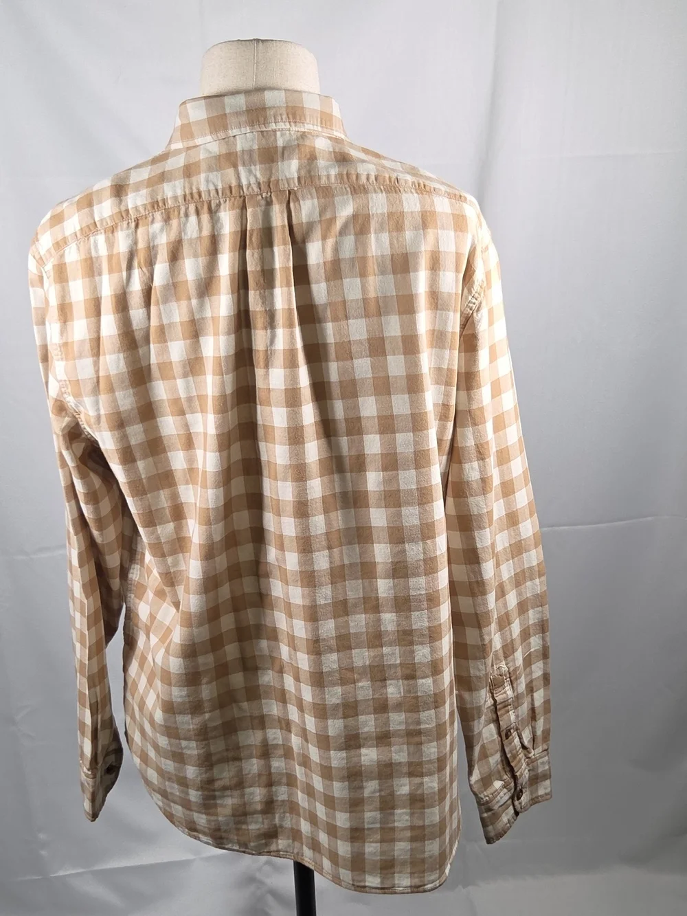 J. Crew Beige and White Plaid Double Weave Button-Down Shirt Size XL